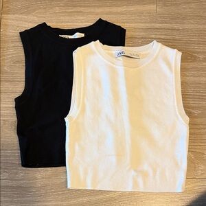 Zara Kids Black and White Tank Tops